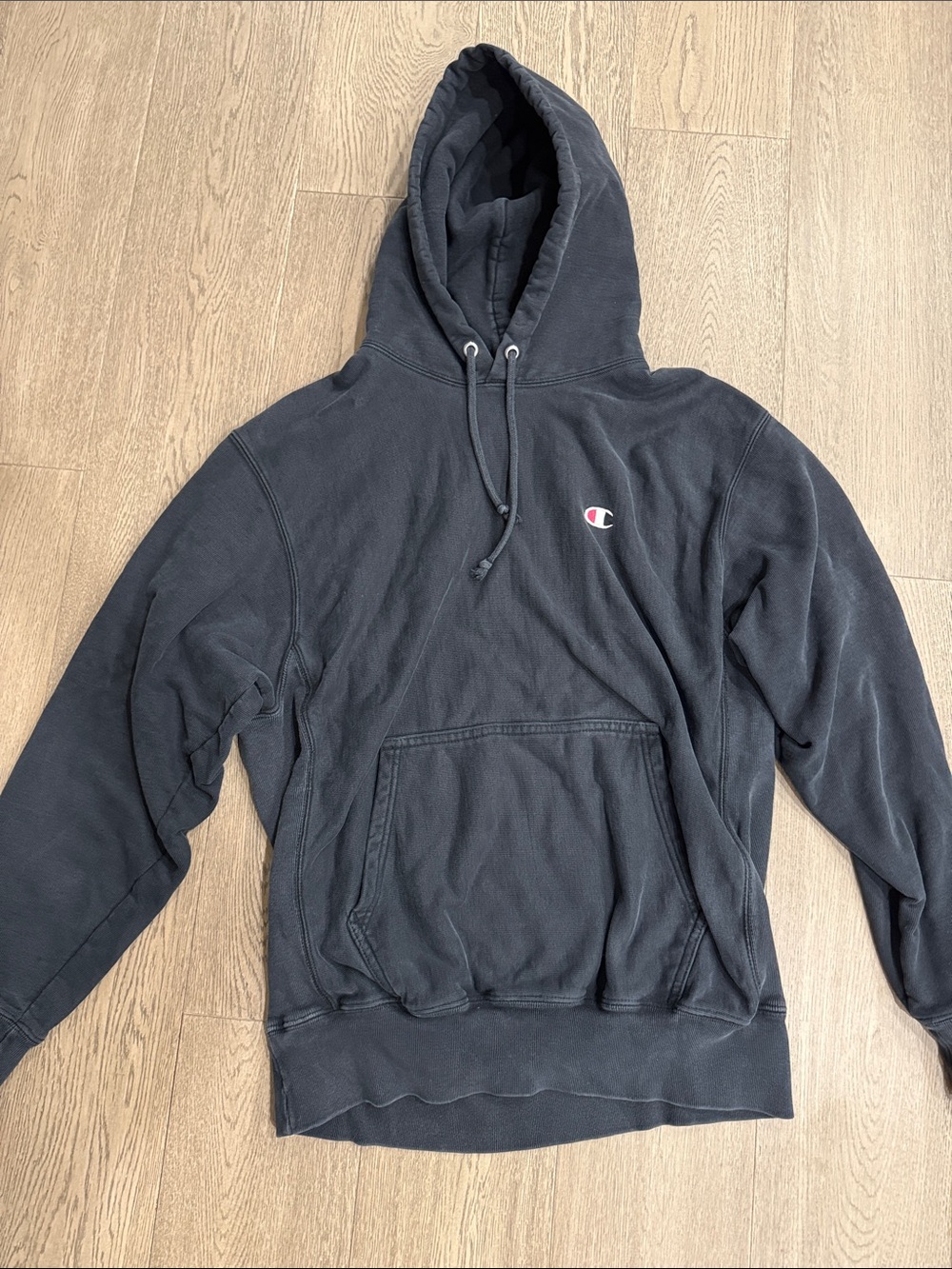 Champion Black Pullover Hoodie with Small Chest Logo